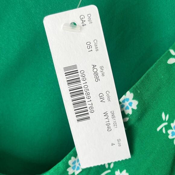 J Crew Puff-sleeve midi dress floral print green 4 NEW - Picture 6 of 11